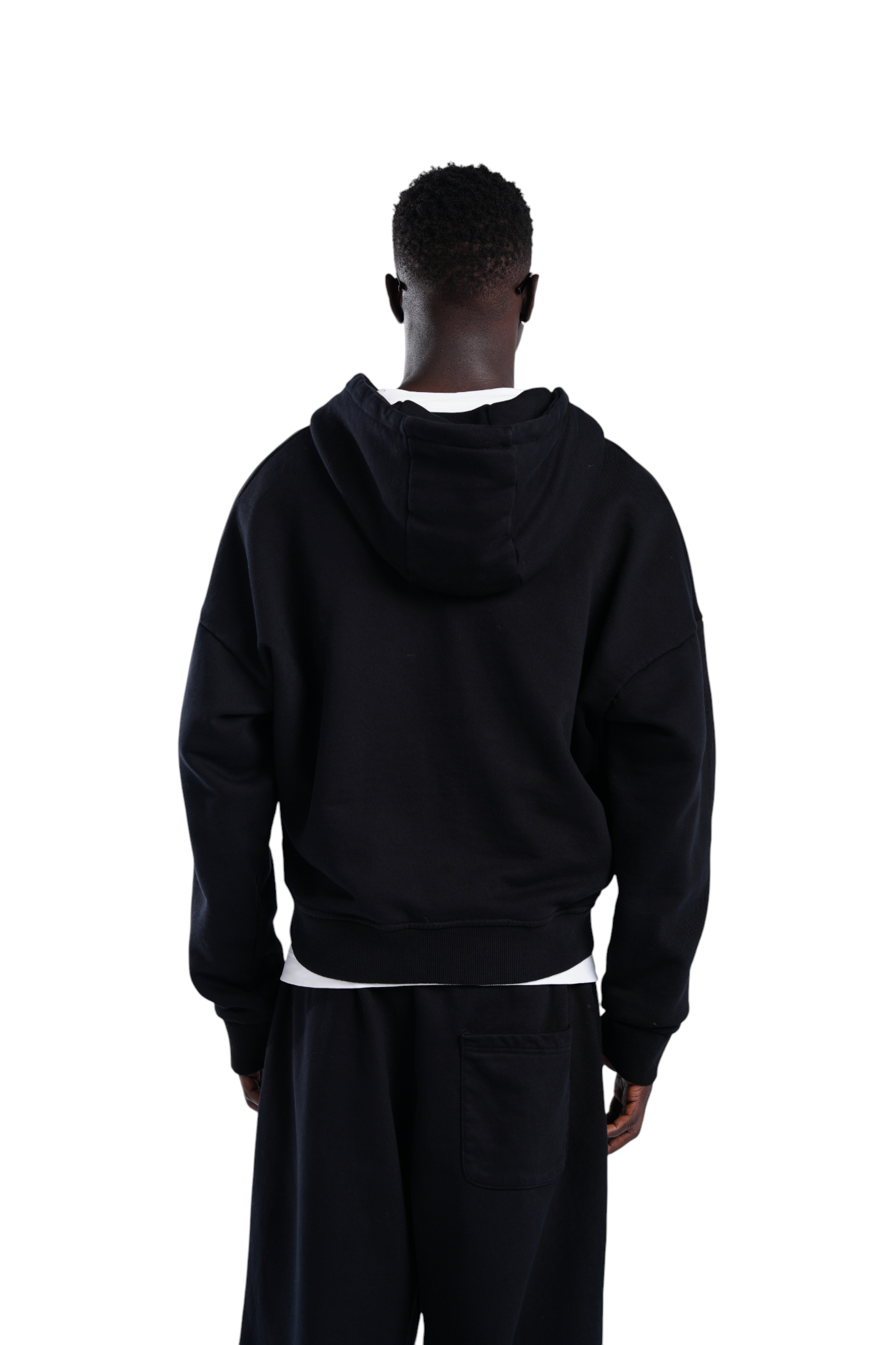 Crest zip-up hoodie black