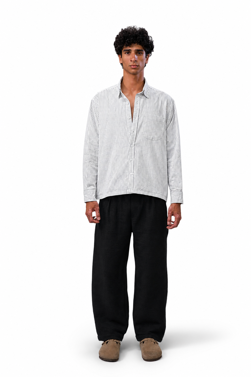 striped long sleeve shirt white