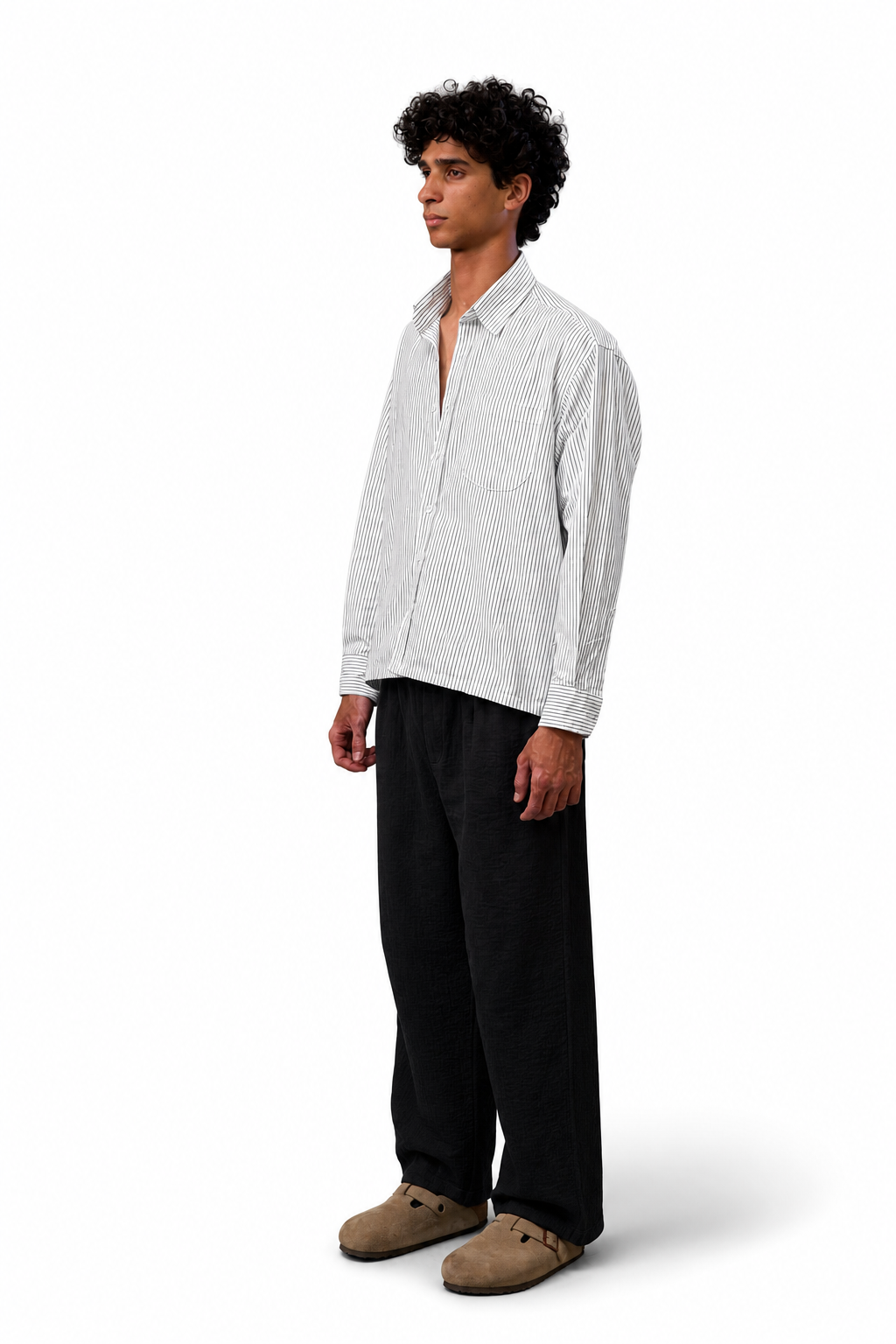 striped long sleeve shirt white