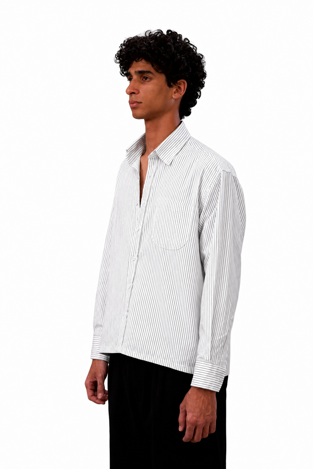 striped long sleeve shirt white