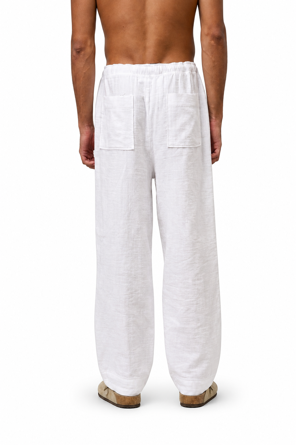 textured pants white